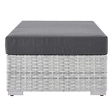 57" Light Gray Charcoal Outdoor Patio Rectangular Wicker Ottoman