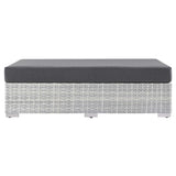 57" Light Gray Charcoal Outdoor Patio Rectangular Wicker Ottoman