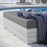 57" Light Gray Charcoal Outdoor Patio Rectangular Wicker Ottoman