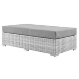 57" Light Gray Outdoor Patio Rectangular Wicker Ottoman