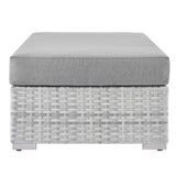 57" Light Gray Outdoor Patio Rectangular Wicker Ottoman