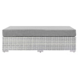 57" Light Gray Outdoor Patio Rectangular Wicker Ottoman