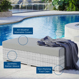 57" Light Gray Outdoor Patio Rectangular Wicker Ottoman