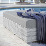 57" Light Gray Outdoor Patio Rectangular Wicker Ottoman
