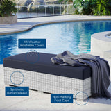57" Light Gray Navy Outdoor Patio Rectangular Wicker Ottoman