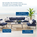 5-Piece Aluminum Outdoor Sectional Sofa Set with Sunbrella Fabric, Weather-Resistant