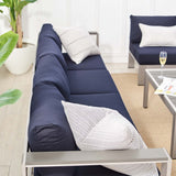 5-Piece Aluminum Outdoor Sectional Sofa Set with Sunbrella Fabric, Weather-Resistant