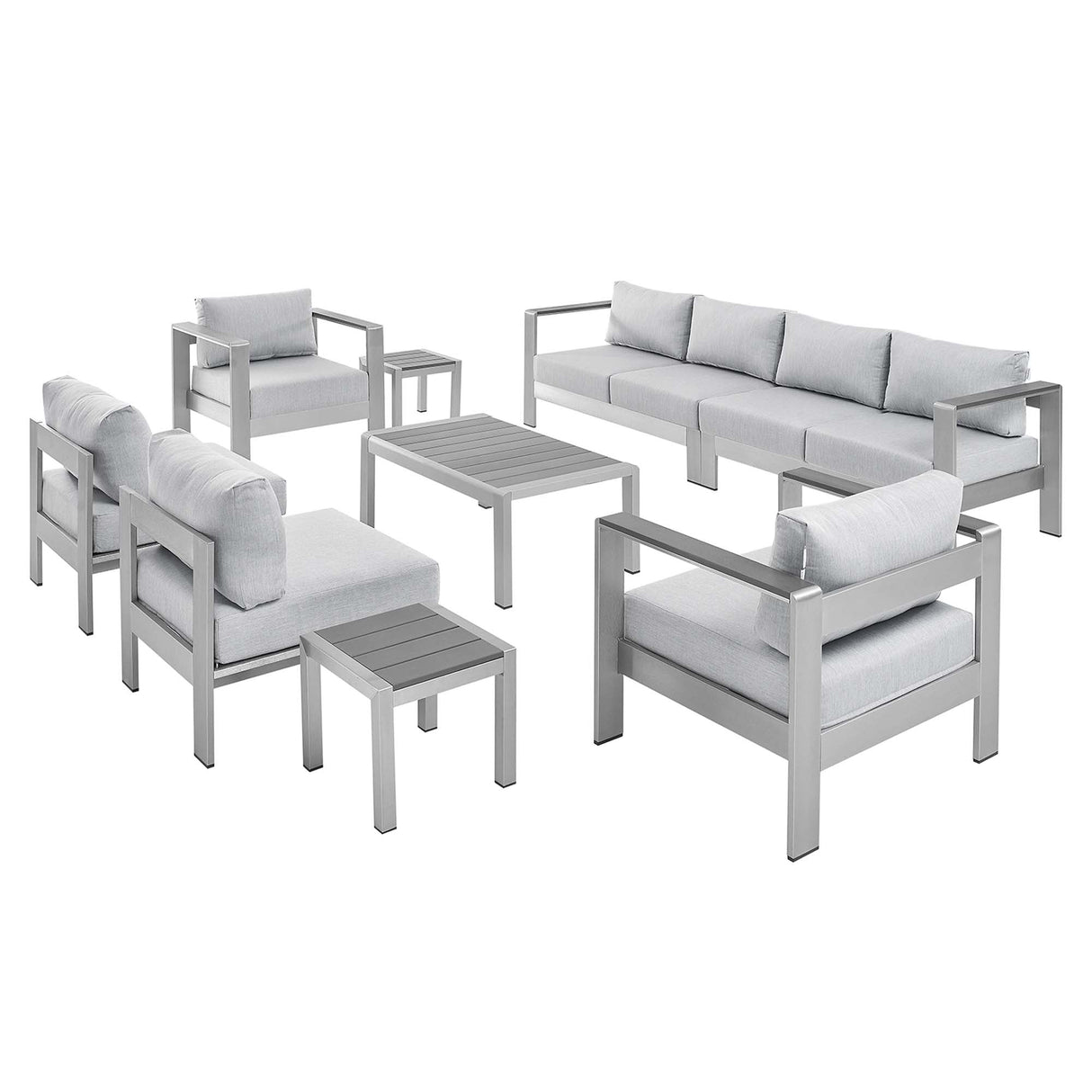 9-Piece Aluminum Outdoor Sectional Modular Sofa Set with Sunbrella Fabric