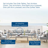9-Piece Aluminum Outdoor Sectional Modular Sofa Set with Sunbrella Fabric