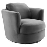 36 Inch Performance Velvet Swivel Barrel Armchair