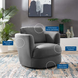 36 Inch Performance Velvet Swivel Barrel Armchair