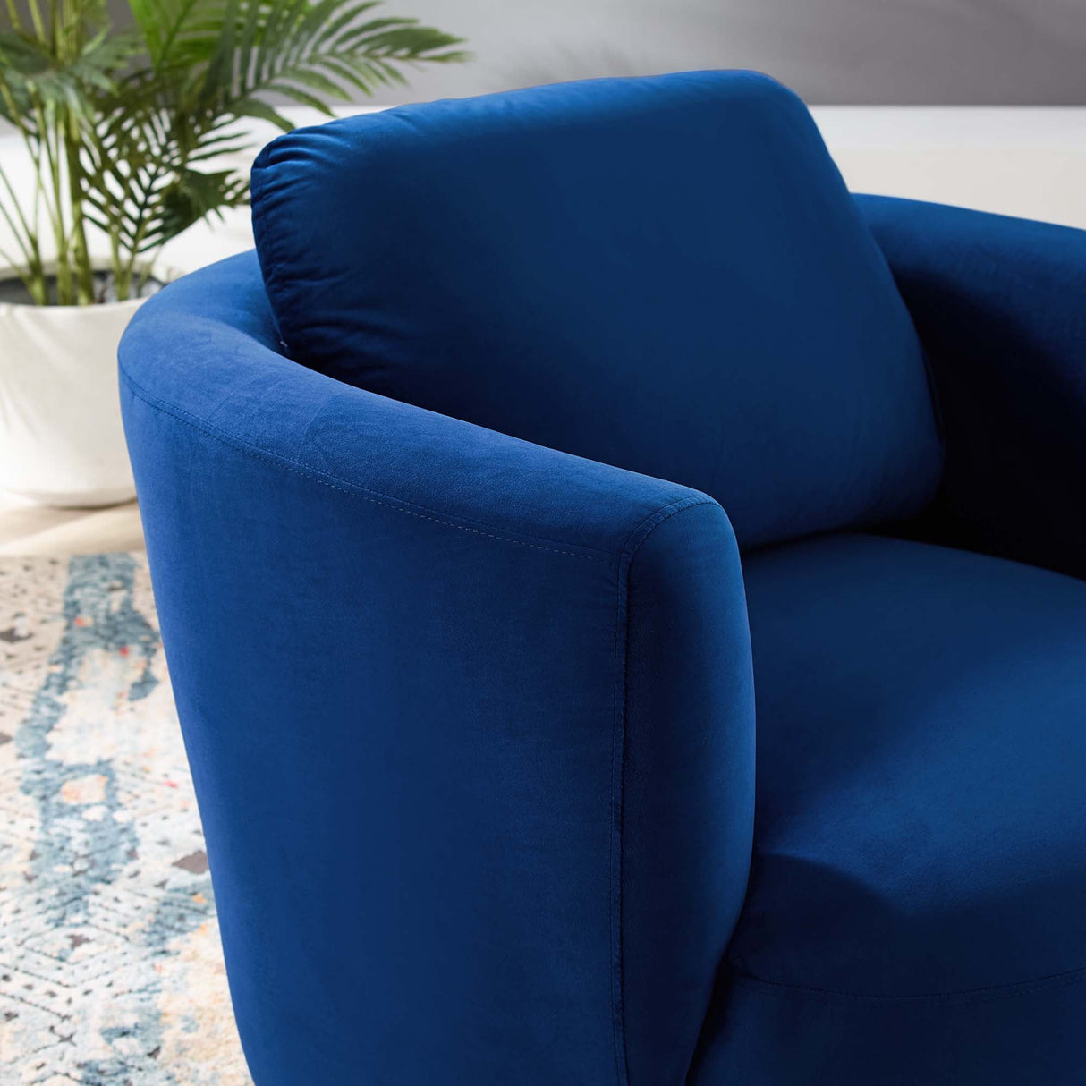 36 Inch Performance Velvet Swivel Barrel Armchair