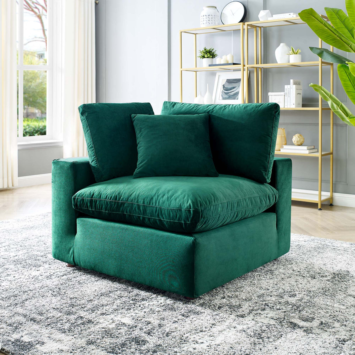 Down Filled Overstuffed Performance Velvet Corner Chair - 40 Inch