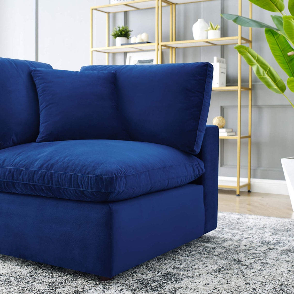 Down Filled Overstuffed Performance Velvet Corner Chair - 40 Inch
