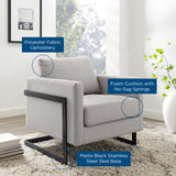34 Inch Fabric Upholstered Sled Base Accent Chair