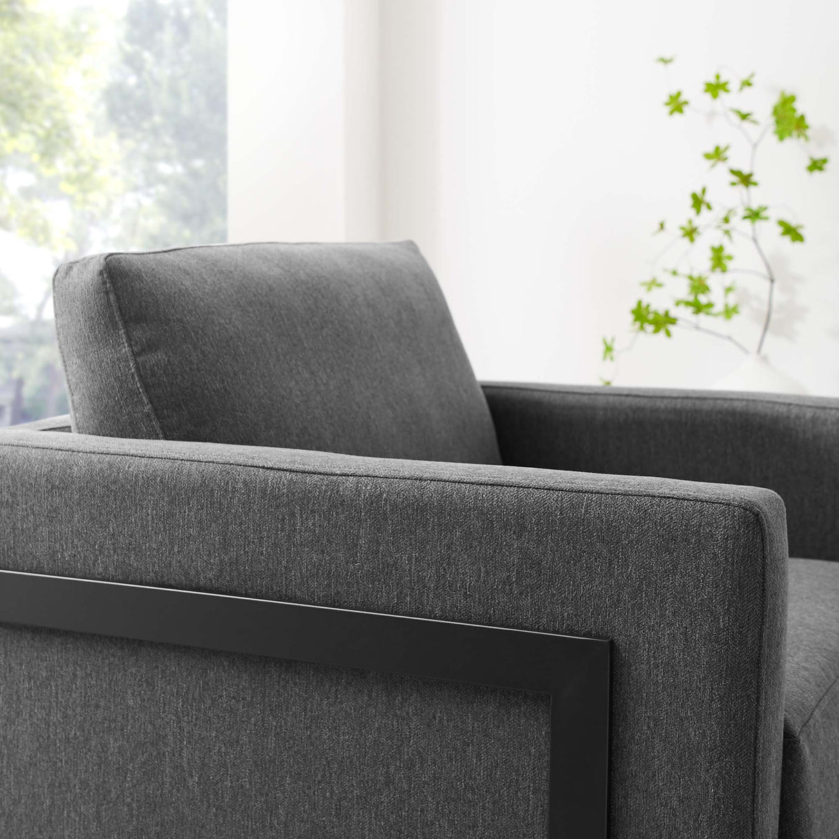 34 Inch Fabric Upholstered Sled Base Accent Chair