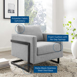 34 Inch Fabric Upholstered Sled Base Accent Chair