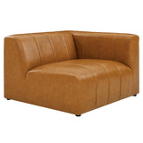 Vegan Leather Right-Arm Chair in Tan - 44 Inch
