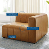 Vegan Leather Right-Arm Chair in Tan - 44 Inch
