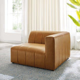 Vegan Leather Right-Arm Chair in Tan - 44 Inch