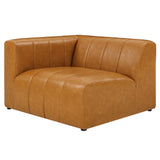 Vegan Leather Left-Arm Chair in Tan - 44 Inch