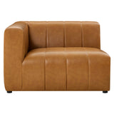 Vegan Leather Left-Arm Chair in Tan - 44 Inch