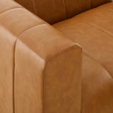 Vegan Leather Left-Arm Chair in Tan - 44 Inch
