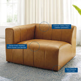 Vegan Leather Left-Arm Chair in Tan - 44 Inch