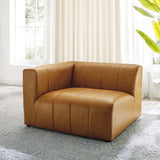 Vegan Leather Left-Arm Chair in Tan - 44 Inch