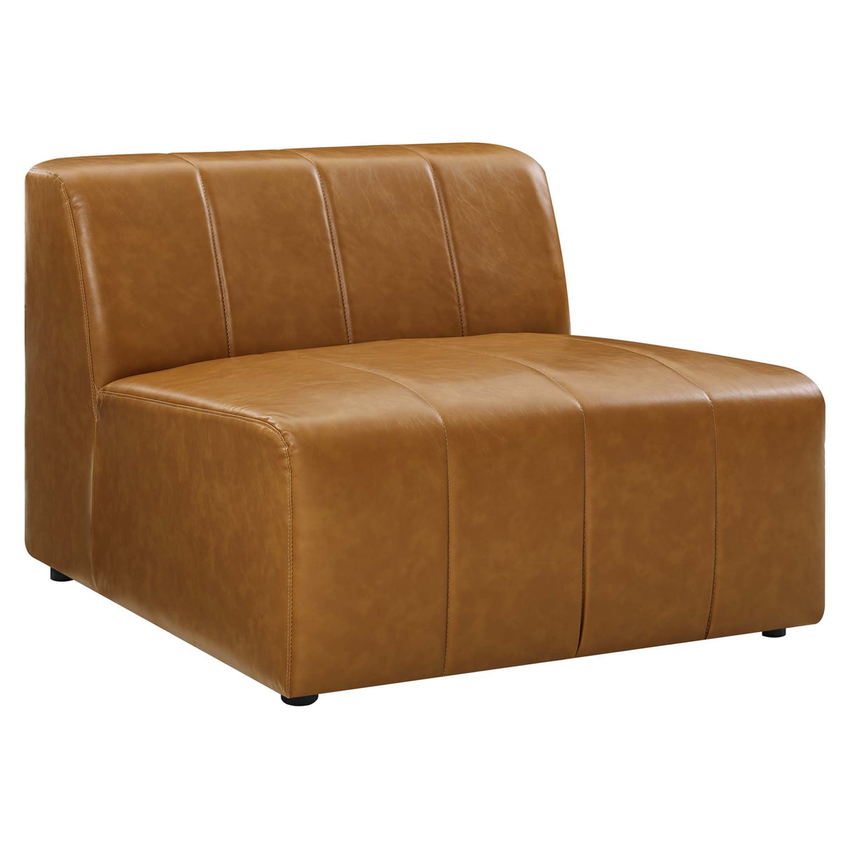 Channel Tufted Vegan Leather Armless Sectional Chair – 36 Inch