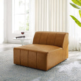 Channel Tufted Vegan Leather Armless Sectional Chair – 36 Inch