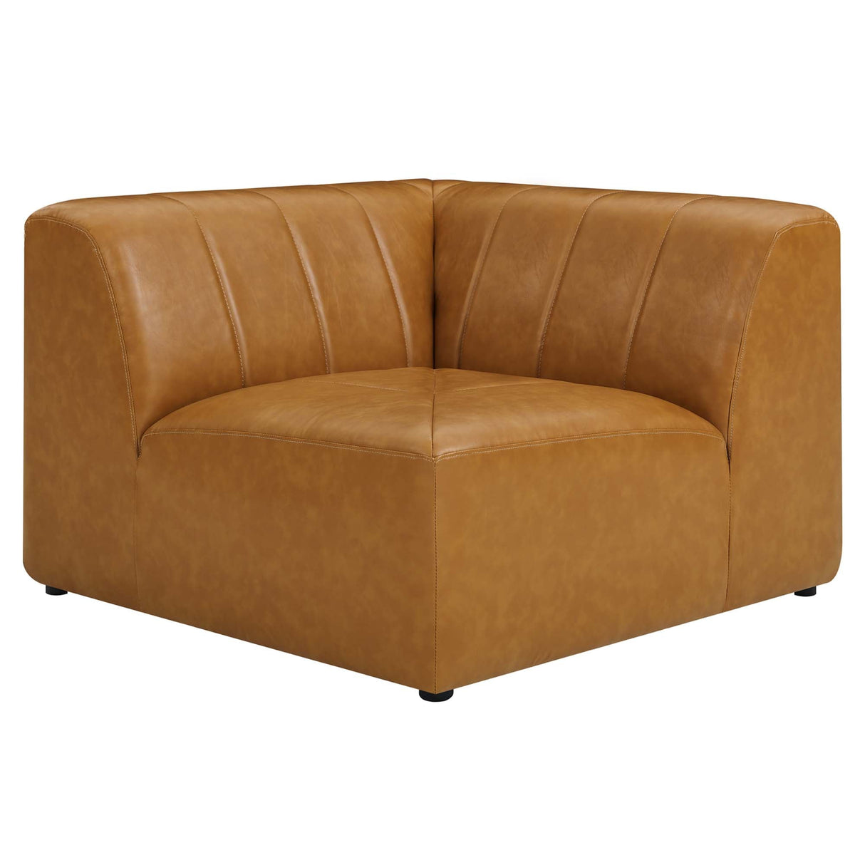 Vegan Leather Corner Chair in Tan - 42 Inch