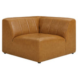 Vegan Leather Corner Chair in Tan - 42 Inch