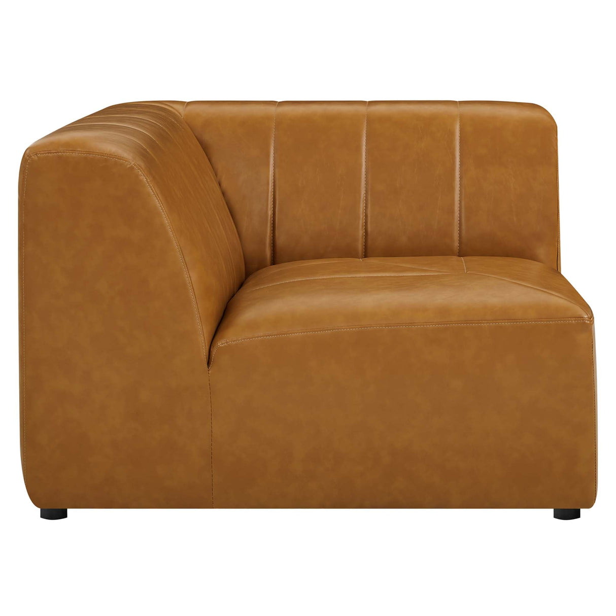 Vegan Leather Corner Chair in Tan - 42 Inch