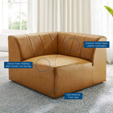 Vegan Leather Corner Chair in Tan - 42 Inch