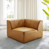 Vegan Leather Corner Chair in Tan - 42 Inch
