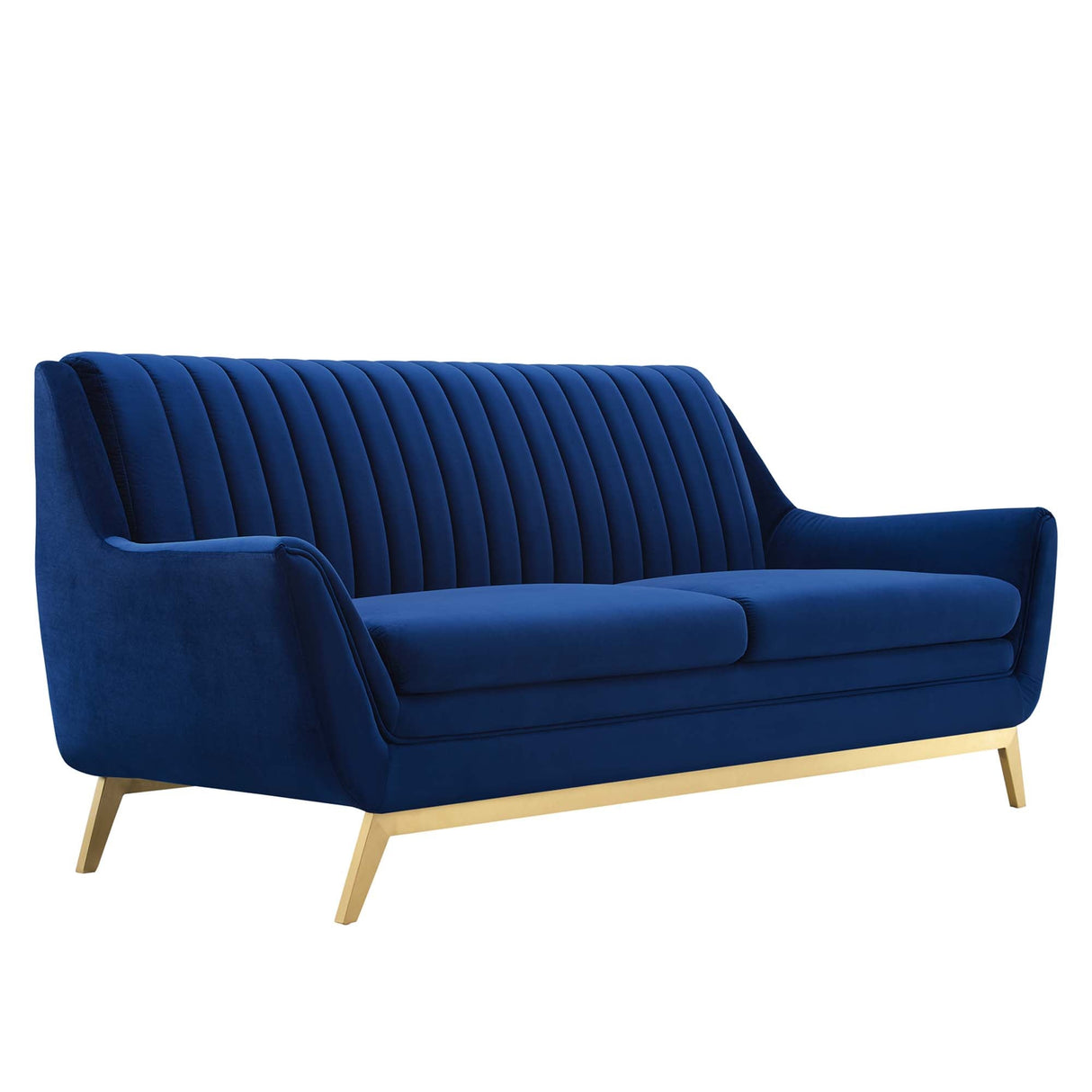Vintage Modern Channel Tufted Performance Velvet Sofa