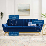 Vintage Modern Channel Tufted Performance Velvet Sofa
