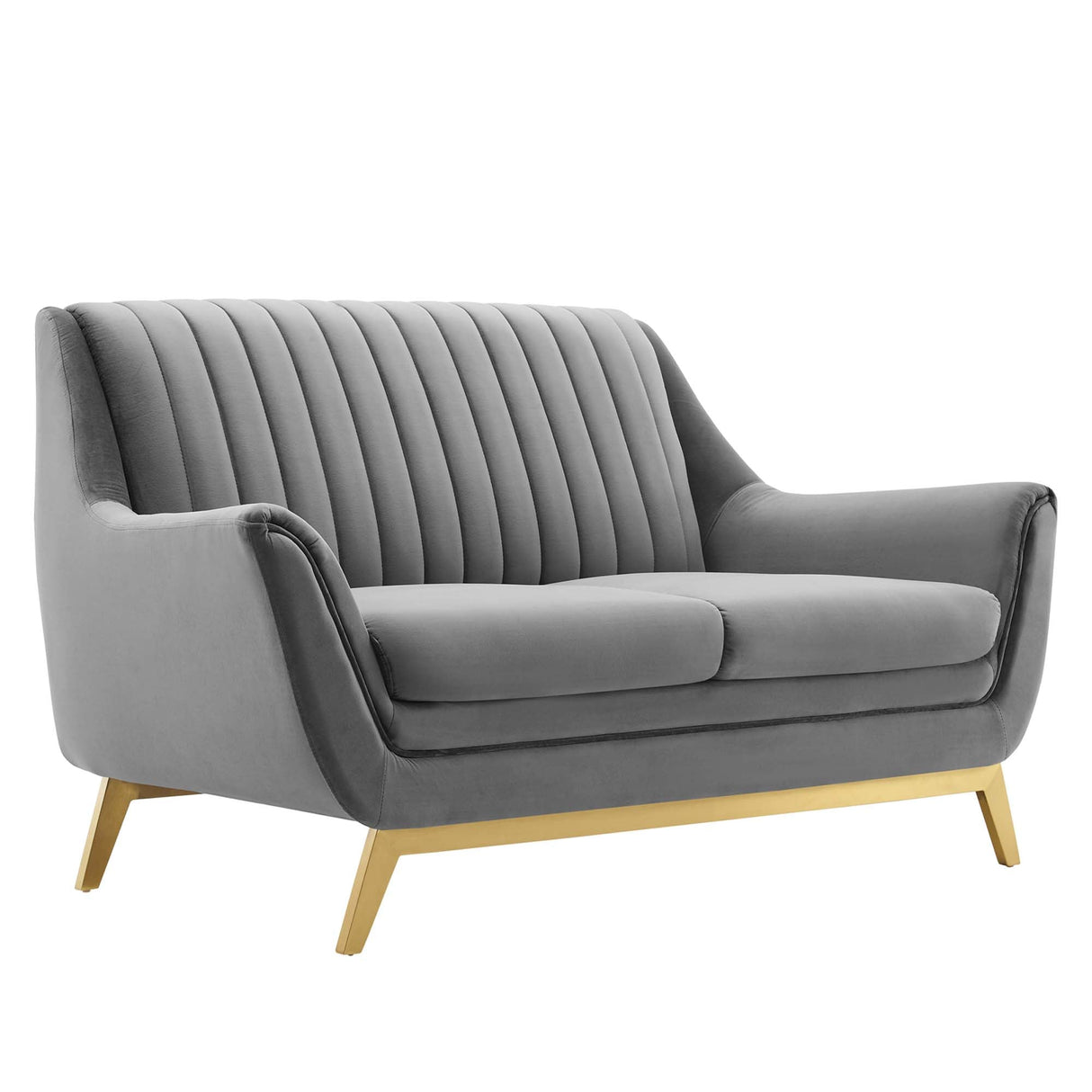 60 Inch Winsome Channel Tufted Performance Velvet Loveseat in Gray