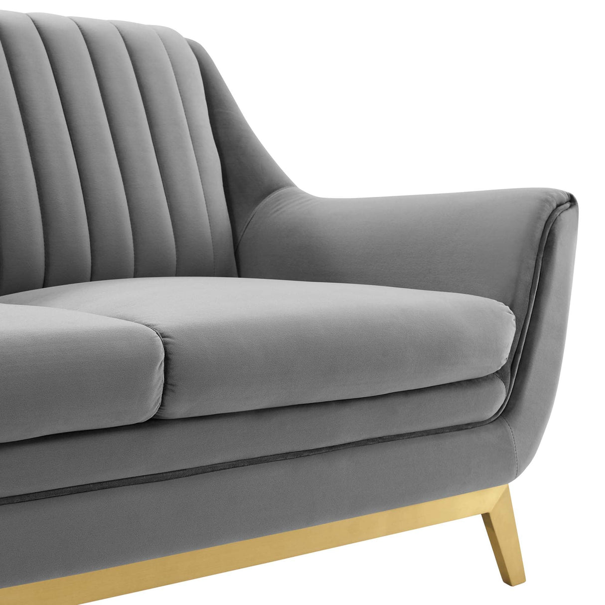 60 Inch Winsome Channel Tufted Performance Velvet Loveseat in Gray