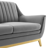 60 Inch Winsome Channel Tufted Performance Velvet Loveseat in Gray