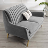60 Inch Winsome Channel Tufted Performance Velvet Loveseat in Gray
