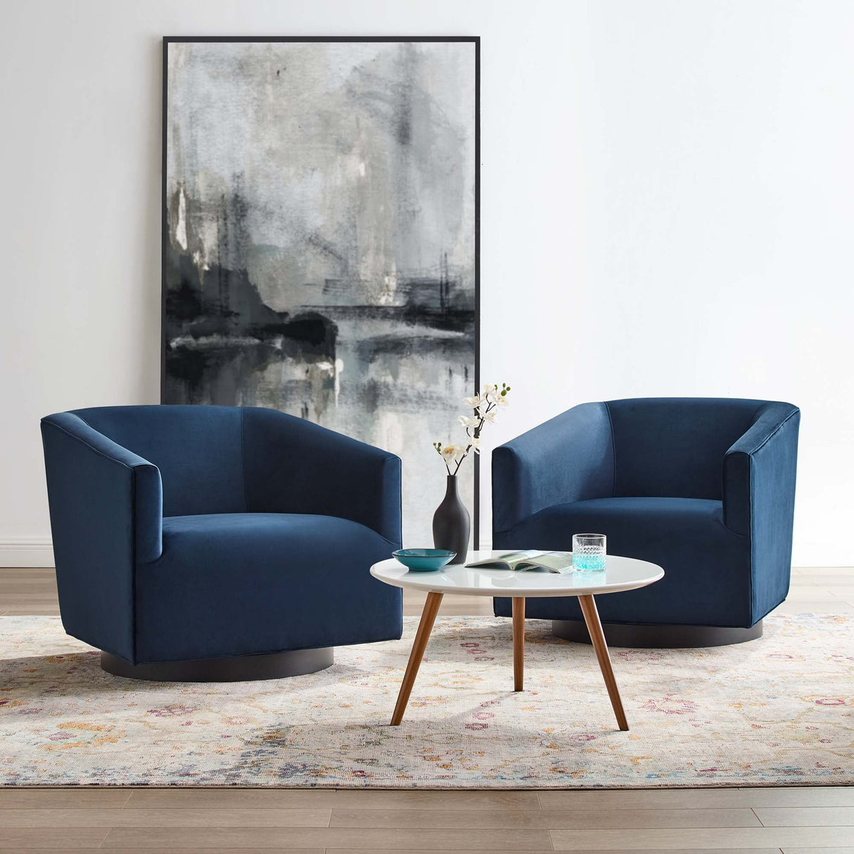 32 Inch Performance Velvet Swivel Chair Set of 2