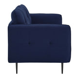 Square Tufted Fabric Sofa with French Piping and Metal Legs