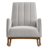 28 Inch Channel Tufted Performance Velvet Rocking Chair in Light Gray