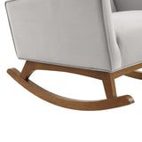 28 Inch Channel Tufted Performance Velvet Rocking Chair in Light Gray