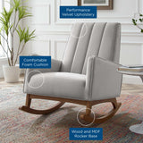 28 Inch Channel Tufted Performance Velvet Rocking Chair in Light Gray