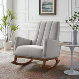 28 Inch Channel Tufted Performance Velvet Rocking Chair in Light Gray