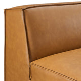 Vegan Leather Sectional Sofa Armless Chair in Tan - 35 Inch