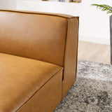 Vegan Leather Sectional Sofa Armless Chair in Tan - 35 Inch